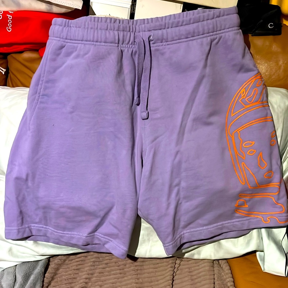 BILLIONAIRE BOYS CLUB HELMET SHORTS VIOLET WITH ORANGE HELMET OUTLINE SIZE XL